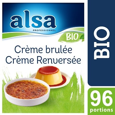 Alsa Crème Brûlée / Renversée Bio 960g 96 portions - La Crème Brûlée / Renversée Bio alsa me permet de réaliser facilement de savoureux desserts bio