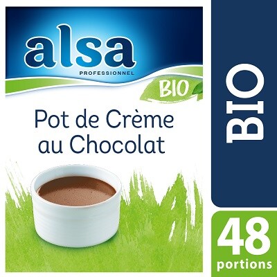Alsa Pot de Crème au Chocolat Bio 520g 48 portions - Le Pot de Crème au Chocolat Bio alsa me permet de réaliser facilement de savoureux desserts bio