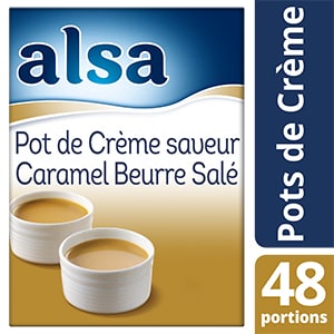 Alsa Pot de Crème Saveur Caramel au Beurre Salé 720g 48 portions - Faites de chaque jour un régal avec les Pots de crème Alsa !