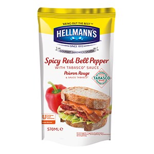 Hellmann's Sauce Sandwich et Burger Poivron Rouge & Tabasco® 570ml - Nos sauces sont faites avec des ingrédients naturels tels du poivron rouge et du Tabasco®