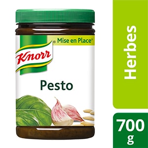 Knorr Mise en place Pesto vert 700g - Les Mise en Place Knorr sont conçues avec des produits de qualité, qui restituent tout le bouquet aromatique des herbes fraiches.