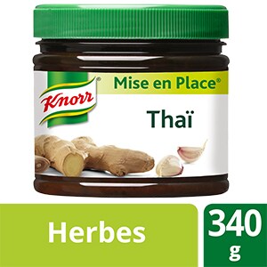 Knorr Mise en place Thaï 340g - Les Mise en Place Knorr sont conçues avec des produits de qualité, qui restituent tout le bouquet aromatique des herbes fraiches.
