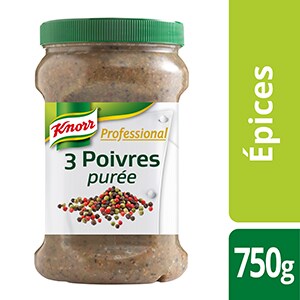 Knorr Professional Purée de 3 Poivres Pot 750g - La nouvelle alternative au poivre traditionnel : un mélange de 3 poivres en purée, prêt à l’emploi.