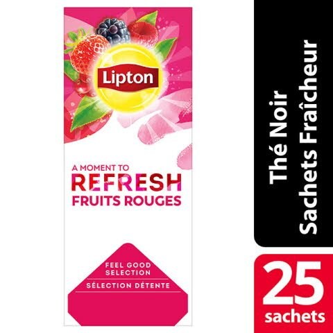 Lipton Feel Good Selection Thé noir Fruits rouges 25 sachets fraîcheur - Lipton sachets fraîcheur, une gamme unique pour chaque moment de la journée.