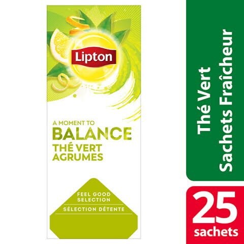 Lipton Feel Good Selection Thé Vert Agrumes 25 sachets fraîcheur - 