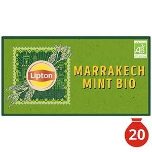 Lipton Thé Vert Marrakech Mint 20 Sachets Mousseline Bio - 