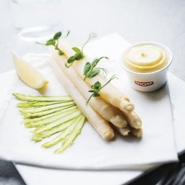Asperges  blanches citronnées, mayonnaise