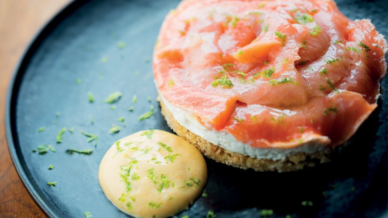 Cheese-cake salé , gravlax de truite au yuzu – - Recette