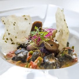 Escargots au Champagne et Purée de Pomme de Terre Vitelotte ( Recette de Michel EMANUELLI )