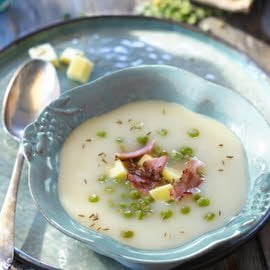 Velouté de volaille pois cassé et jambon à l'os