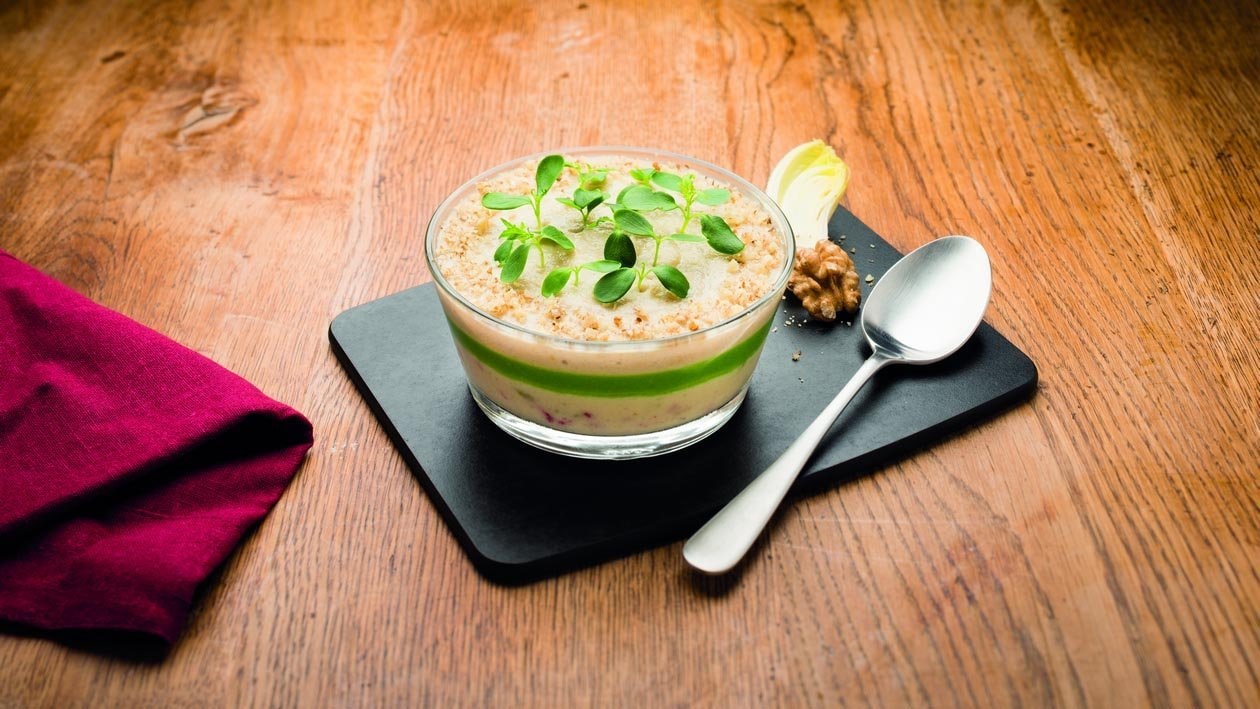 Verrine d'Endive, Pomme et Noix, Vinaigrette aux Agrumes ( Texture ) – - Recette