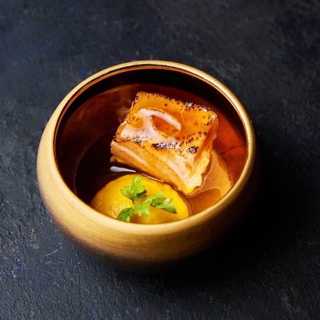 Pavé de saumon, purée carotte-gingembre