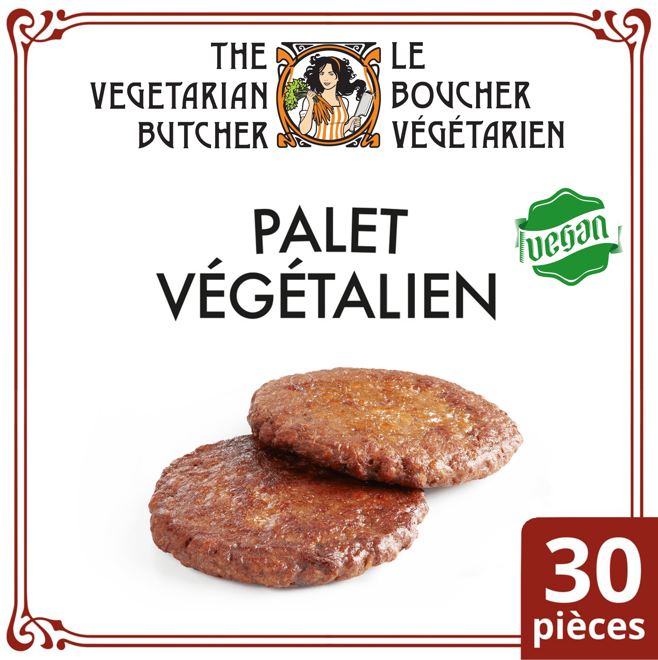 Le Boucher Végétarien - Palet végétalien 2,4kg - 30 palets 80g - L'alternative végétalienne pour cuisiner une grande diversité de plats !