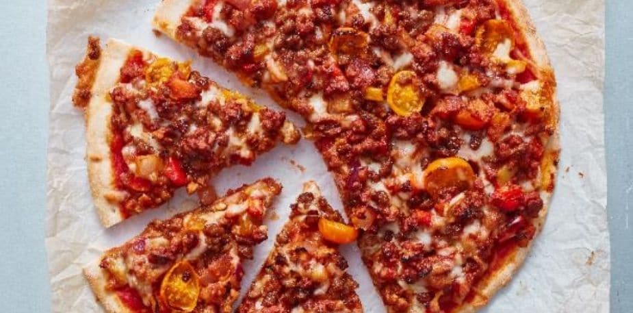 Pizza au haché végétarien – - Recette