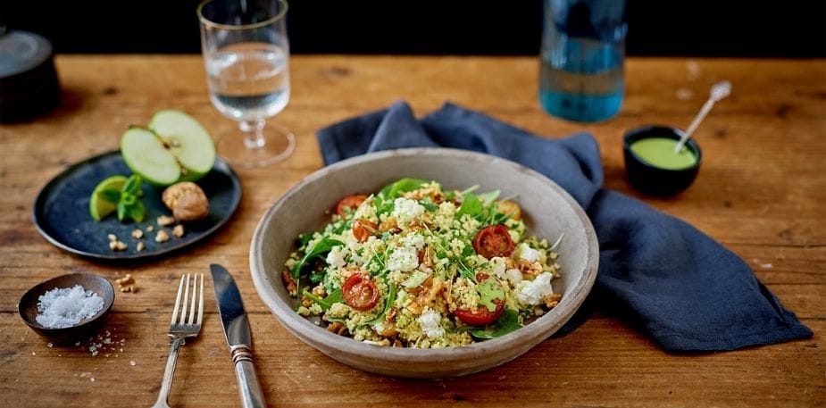 Taboulé aux Fines Herbes, Tomates Rôties et Fromage de Chèvre – - Recette