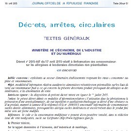 Déclaration des allergènes (décret)