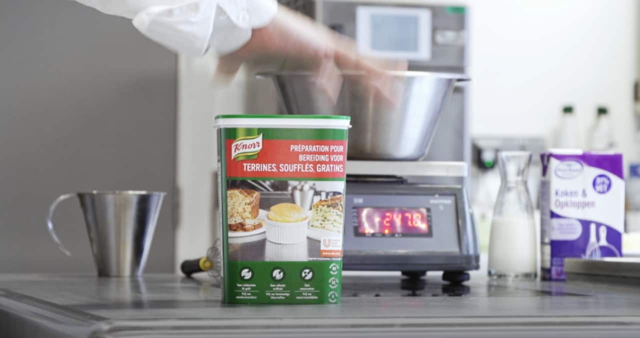 Mise en avant du produit Knorr Terrines soufflés gratins, plat en sauce, viande