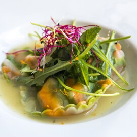 La recette ravioles de volaille aux agrumes sauce Suprême