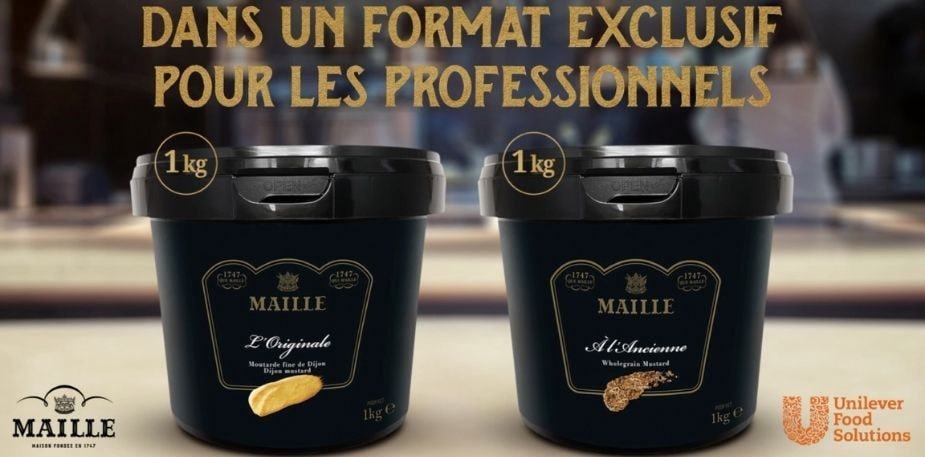 La moutarde Maille dans un nouveau format 1 kg, spécialement conçu pour les restaurateurs